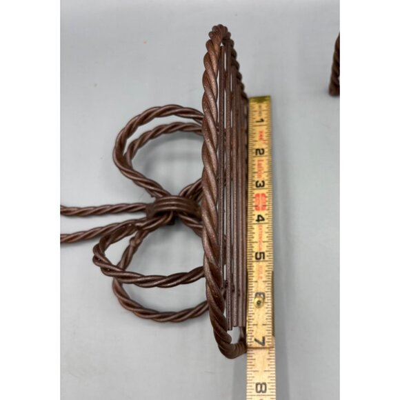 Vtg‎ Twisted Rope Metal Wall Shelf Bow Tassels Brown Set of 2 - Picture 5 of 6